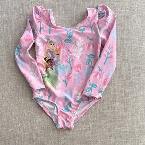 Disney Pink & Teal Princess Floral Long Sleeve rash guard swim